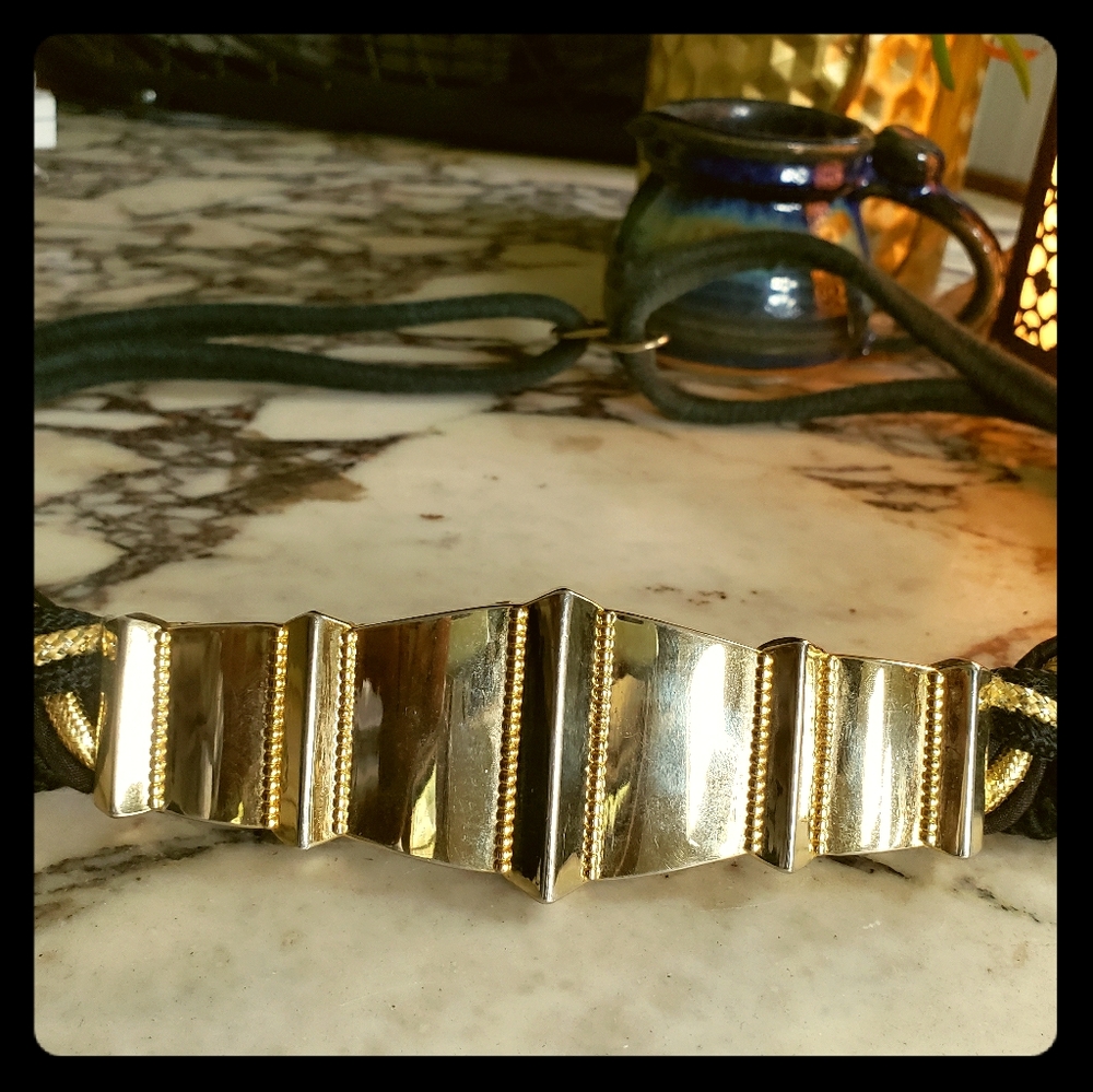 Vintage 90's Black & Gold Braided Belt One Size